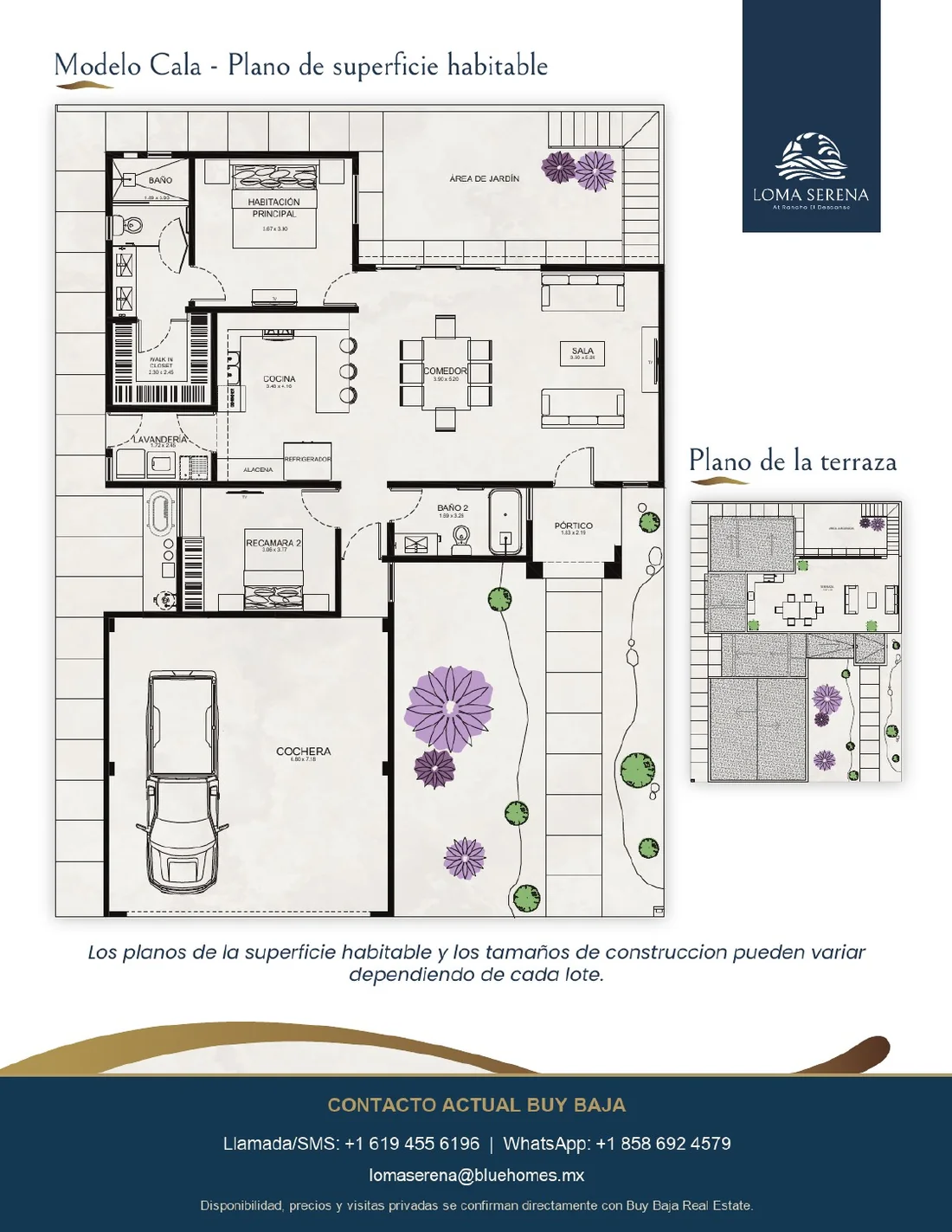 Page 2 of the Cala with garage brochure