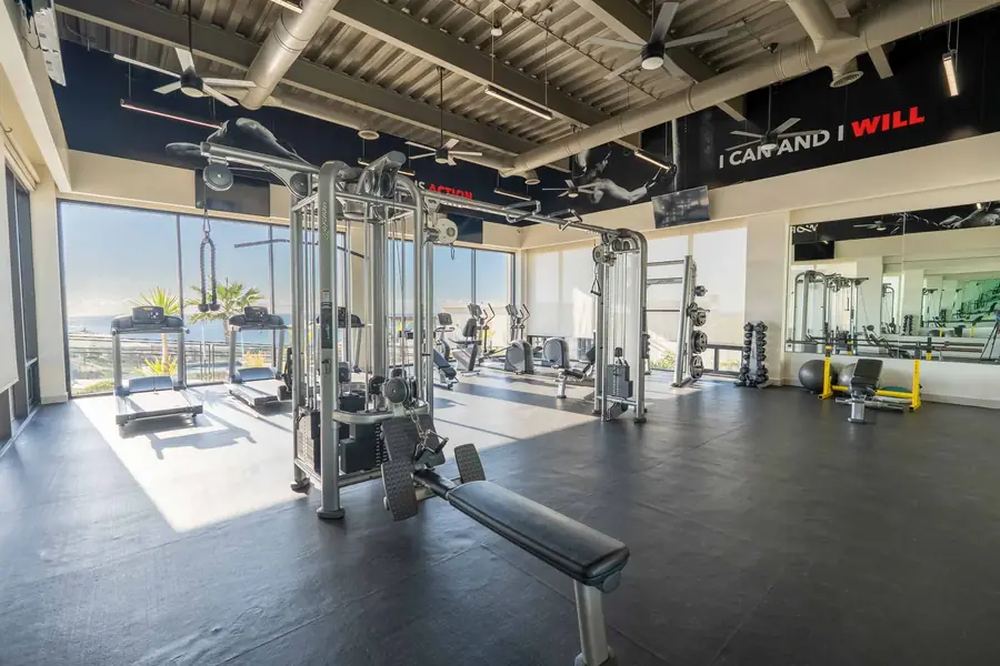 Gym weight floor and strength machines at Loma Serena, Rancho El Descanso