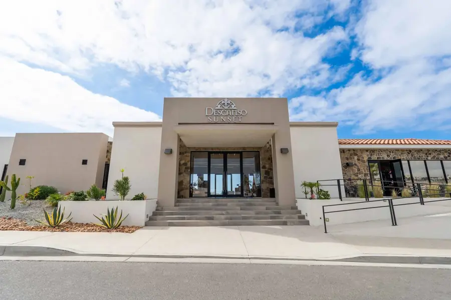Gated entrance and guard house at Loma Serena, Rancho El Descanso